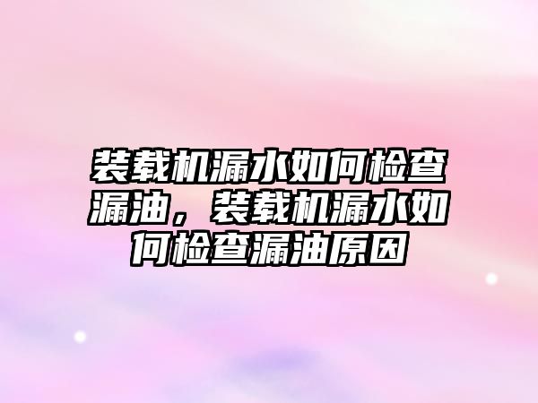 裝載機(jī)漏水如何檢查漏油，裝載機(jī)漏水如何檢查漏油原因