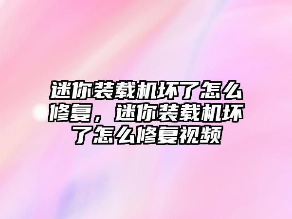 迷你裝載機(jī)壞了怎么修復(fù)，迷你裝載機(jī)壞了怎么修復(fù)視頻