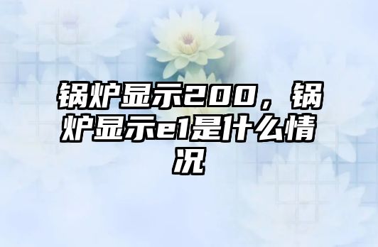 鍋爐顯示200，鍋爐顯示e1是什么情況