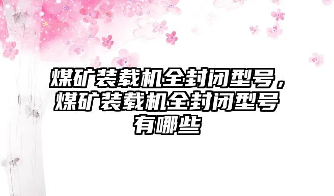 煤礦裝載機(jī)全封閉型號(hào)，煤礦裝載機(jī)全封閉型號(hào)有哪些