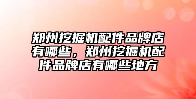 鄭州挖掘機配件品牌店有哪些，鄭州挖掘機配件品牌店有哪些地方