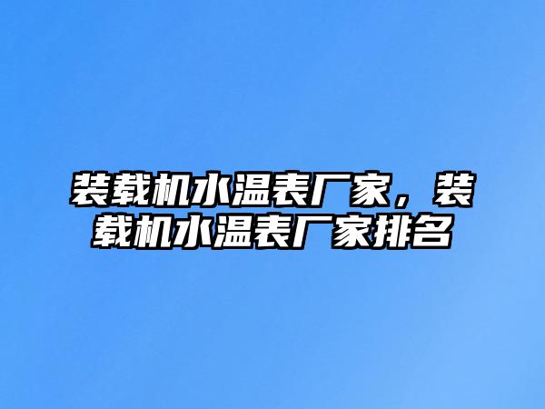 裝載機水溫表廠家，裝載機水溫表廠家排名