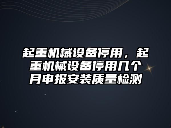 起重機(jī)械設(shè)備停用，起重機(jī)械設(shè)備停用幾個月申報安裝質(zhì)量檢測