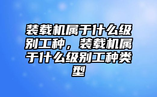 裝載機屬于什么級別工種，裝載機屬于什么級別工種類型