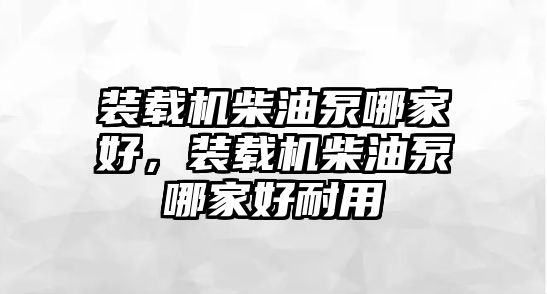 裝載機柴油泵哪家好，裝載機柴油泵哪家好耐用