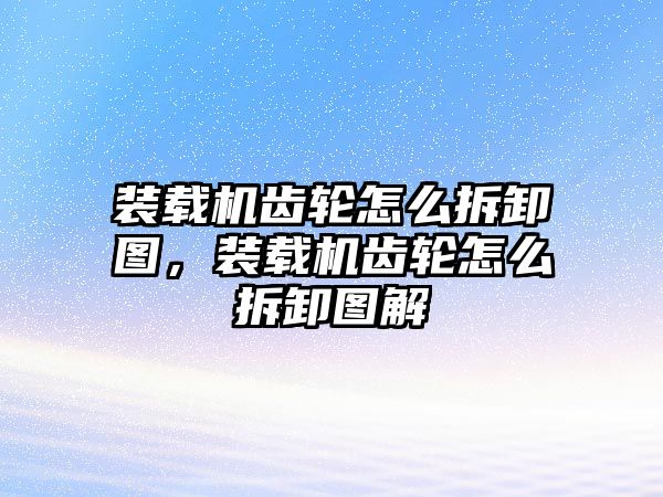 裝載機齒輪怎么拆卸圖，裝載機齒輪怎么拆卸圖解