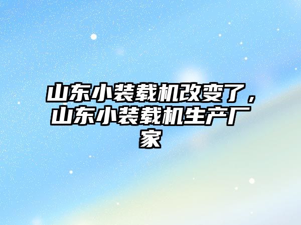 山東小裝載機改變了，山東小裝載機生產廠家