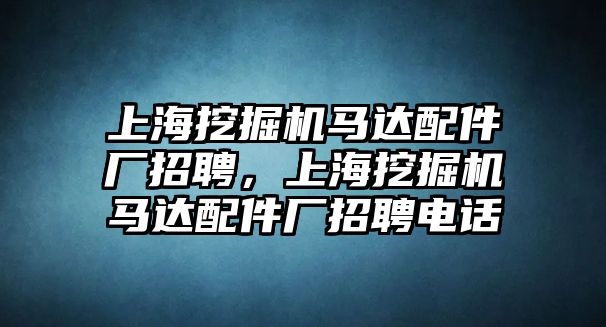 上海挖掘機(jī)馬達(dá)配件廠招聘，上海挖掘機(jī)馬達(dá)配件廠招聘電話