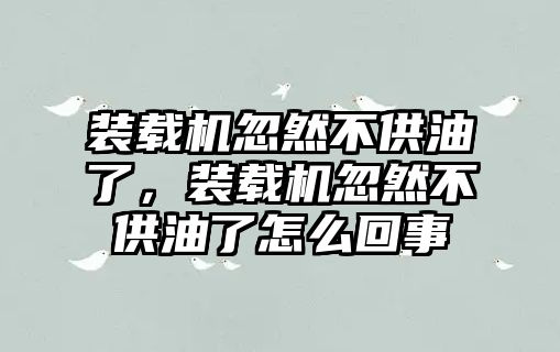 裝載機忽然不供油了，裝載機忽然不供油了怎么回事