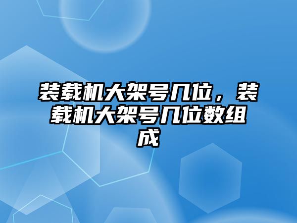 裝載機(jī)大架號幾位，裝載機(jī)大架號幾位數(shù)組成