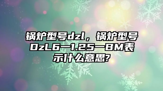 鍋爐型號dzl，鍋爐型號DzL6一1.25一BM表示什么意思?