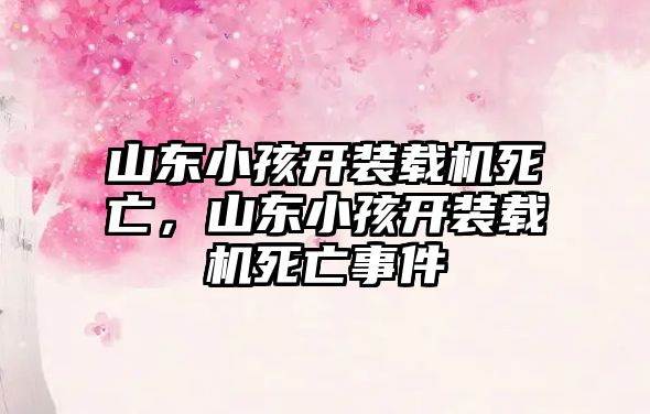 山東小孩開裝載機(jī)死亡，山東小孩開裝載機(jī)死亡事件