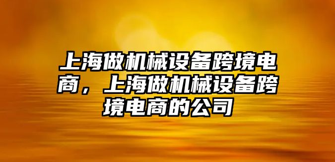 上海做機械設備跨境電商，上海做機械設備跨境電商的公司