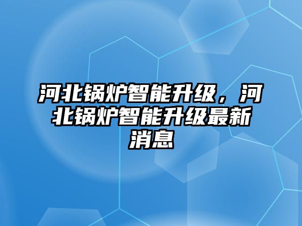 河北鍋爐智能升級(jí)，河北鍋爐智能升級(jí)最新消息