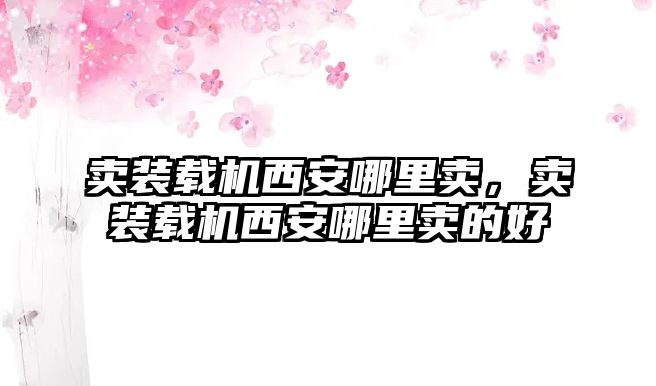 賣裝載機(jī)西安哪里賣，賣裝載機(jī)西安哪里賣的好