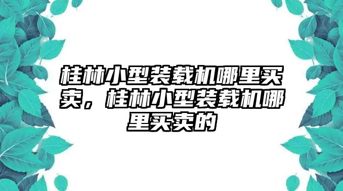 桂林小型裝載機(jī)哪里買賣，桂林小型裝載機(jī)哪里買賣的