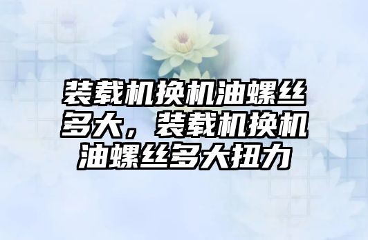 裝載機換機油螺絲多大，裝載機換機油螺絲多大扭力