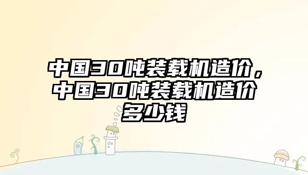 中國30噸裝載機(jī)造價(jià)，中國30噸裝載機(jī)造價(jià)多少錢