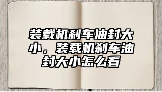 裝載機(jī)剎車油封大小，裝載機(jī)剎車油封大小怎么看