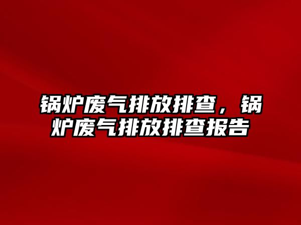 鍋爐廢氣排放排查，鍋爐廢氣排放排查報告