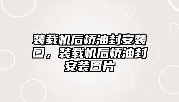 裝載機后橋油封安裝圖，裝載機后橋油封安裝圖片