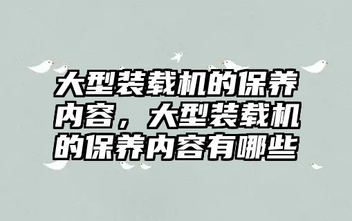 大型裝載機的保養(yǎng)內(nèi)容，大型裝載機的保養(yǎng)內(nèi)容有哪些