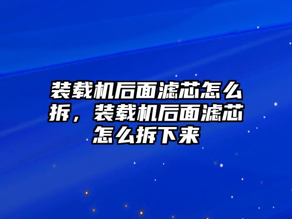 裝載機(jī)后面濾芯怎么拆，裝載機(jī)后面濾芯怎么拆下來