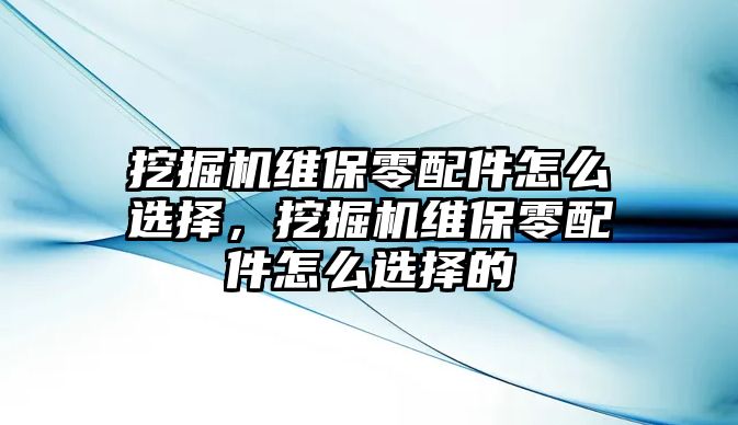 挖掘機維保零配件怎么選擇，挖掘機維保零配件怎么選擇的