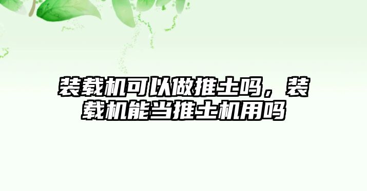 裝載機可以做推土嗎，裝載機能當推土機用嗎