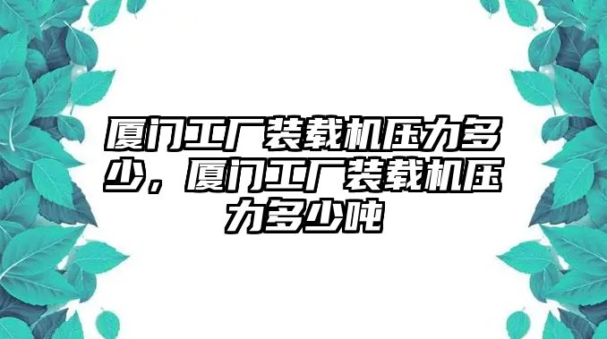 廈門工廠裝載機(jī)壓力多少，廈門工廠裝載機(jī)壓力多少噸