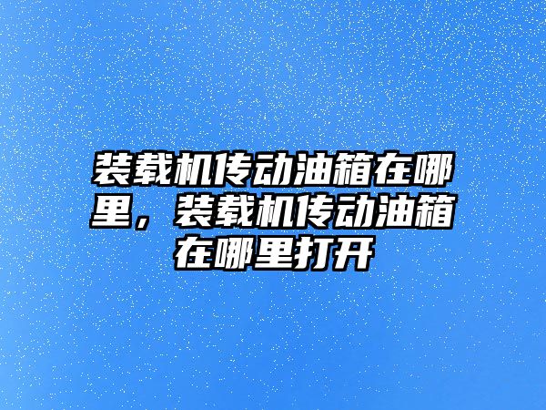 裝載機傳動油箱在哪里，裝載機傳動油箱在哪里打開