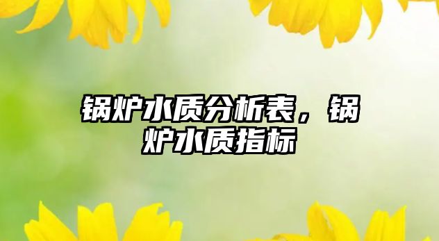 鍋爐水質(zhì)分析表，鍋爐水質(zhì)指標