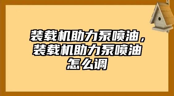 裝載機(jī)助力泵噴油，裝載機(jī)助力泵噴油怎么調(diào)