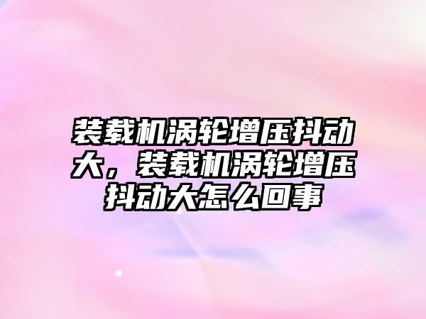 裝載機渦輪增壓抖動大，裝載機渦輪增壓抖動大怎么回事