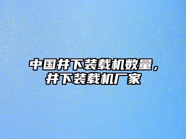 中國(guó)井下裝載機(jī)數(shù)量，井下裝載機(jī)廠家