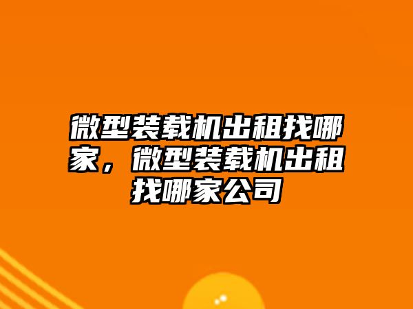 微型裝載機出租找哪家，微型裝載機出租找哪家公司