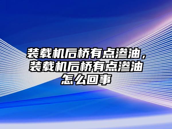 裝載機(jī)后橋有點(diǎn)滲油，裝載機(jī)后橋有點(diǎn)滲油怎么回事