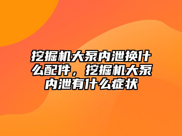 挖掘機大泵內(nèi)泄換什么配件，挖掘機大泵內(nèi)泄有什么癥狀