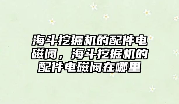 海斗挖掘機的配件電磁閥，海斗挖掘機的配件電磁閥在哪里