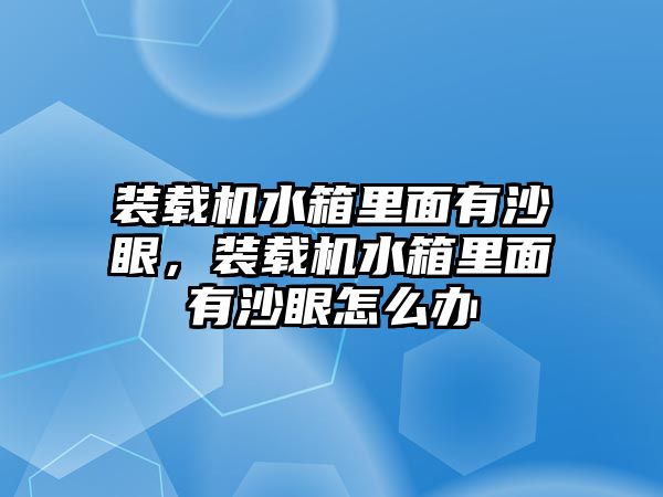 裝載機(jī)水箱里面有沙眼，裝載機(jī)水箱里面有沙眼怎么辦