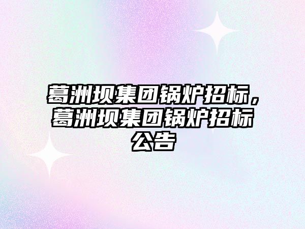 葛洲壩集團鍋爐招標，葛洲壩集團鍋爐招標公告