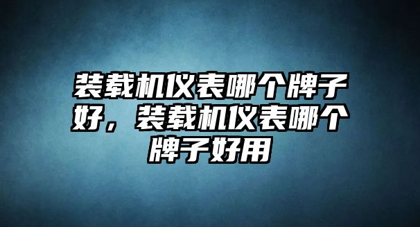 裝載機儀表哪個牌子好，裝載機儀表哪個牌子好用