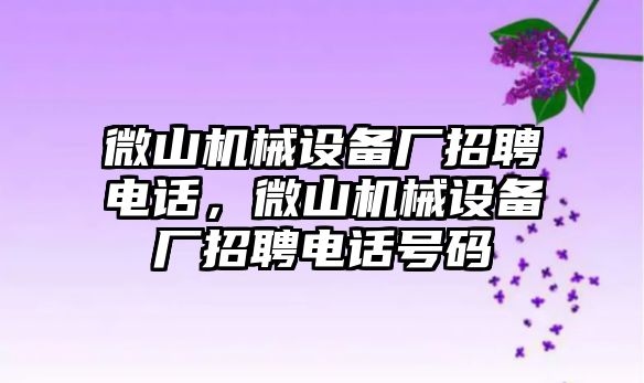 微山機械設備廠招聘電話，微山機械設備廠招聘電話號碼