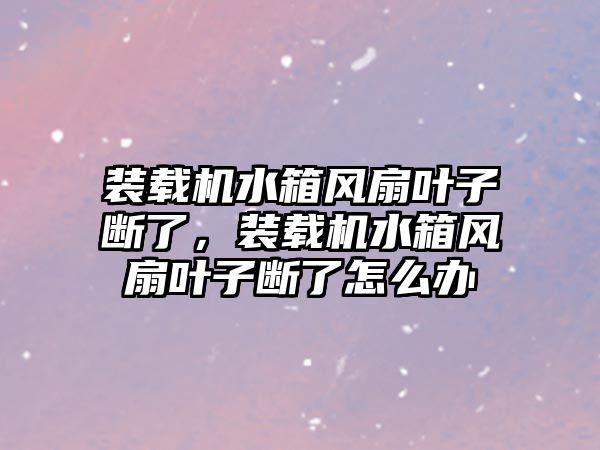 裝載機水箱風扇葉子斷了，裝載機水箱風扇葉子斷了怎么辦