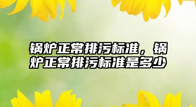 鍋爐正常排污標準，鍋爐正常排污標準是多少