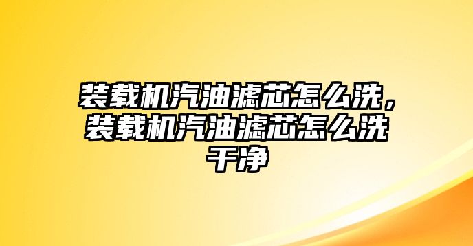 裝載機汽油濾芯怎么洗，裝載機汽油濾芯怎么洗干凈