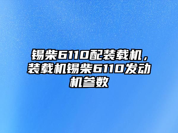 錫柴6110配裝載機，裝載機錫柴6110發(fā)動機參數(shù)