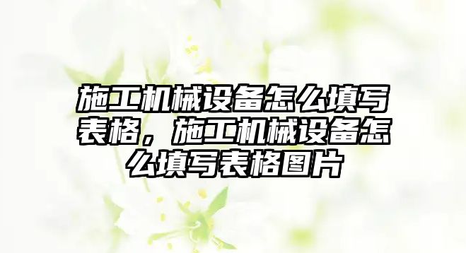 施工機械設(shè)備怎么填寫表格，施工機械設(shè)備怎么填寫表格圖片