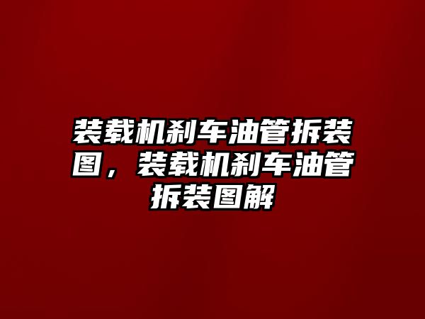 裝載機(jī)剎車油管拆裝圖，裝載機(jī)剎車油管拆裝圖解