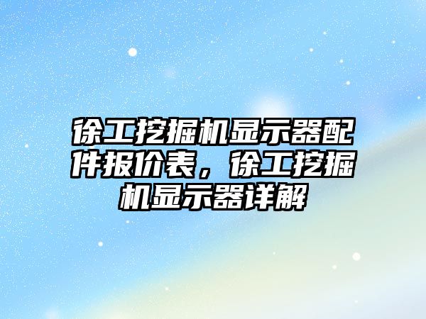 徐工挖掘機顯示器配件報價表，徐工挖掘機顯示器詳解